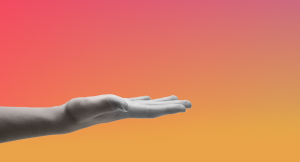 hand reaching out to the title