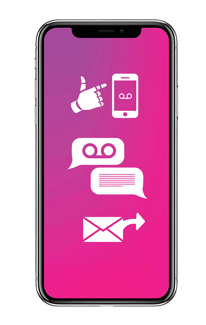 Mobile showing icons- visual voicemail and reply via text